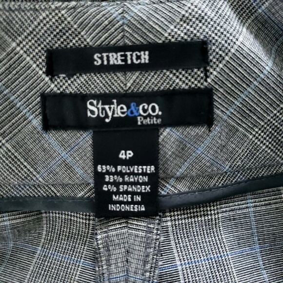 Style & Co Black Plaid Work Pants Trousers 4P Career Trousers Petite - Picture 4 of 7